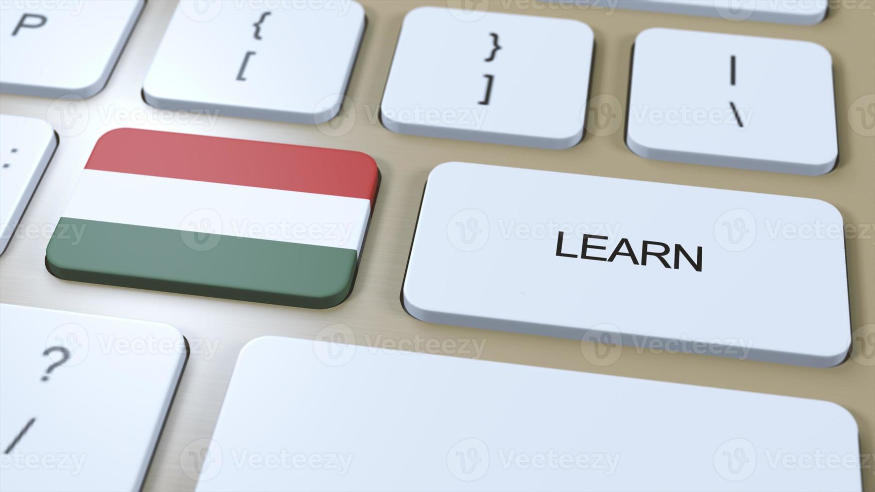imparare ungherese linguaggio concetto. in linea studia corsi. pulsante con testo su tastiera del computer. 3d illustrazione foto