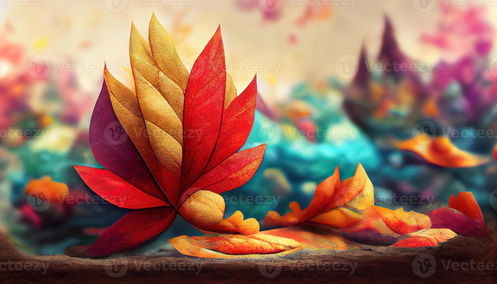 autunno le foglie nel un' sfondo modello. naturale vario colore le foglie nel il autunno, di stagione d'oro modelli e textures di ottobre. luminosa foglia ornamento nel un' avvicinamento di natura. generativo ai foto