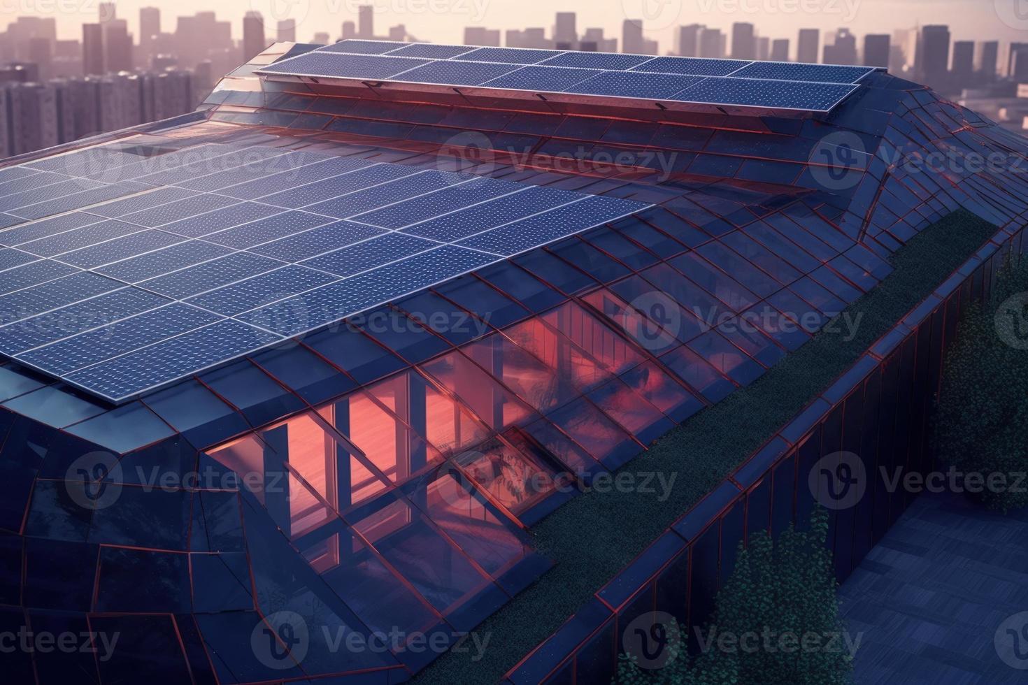 fotorealistico solare pannelli installato su il tetto di un' moderno Casa, sottolineando il uso di alternativa energia per un' sostenibile futuro. foto