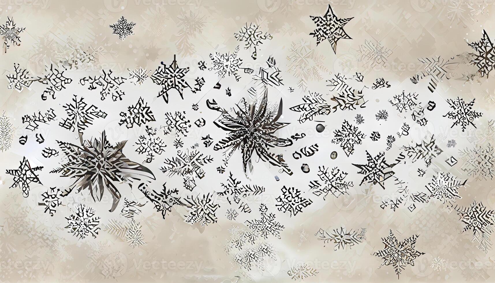 Natale bandiera sfondo illustrazione con fiocchi di neve, dettagliato, colorato. generativo ai foto