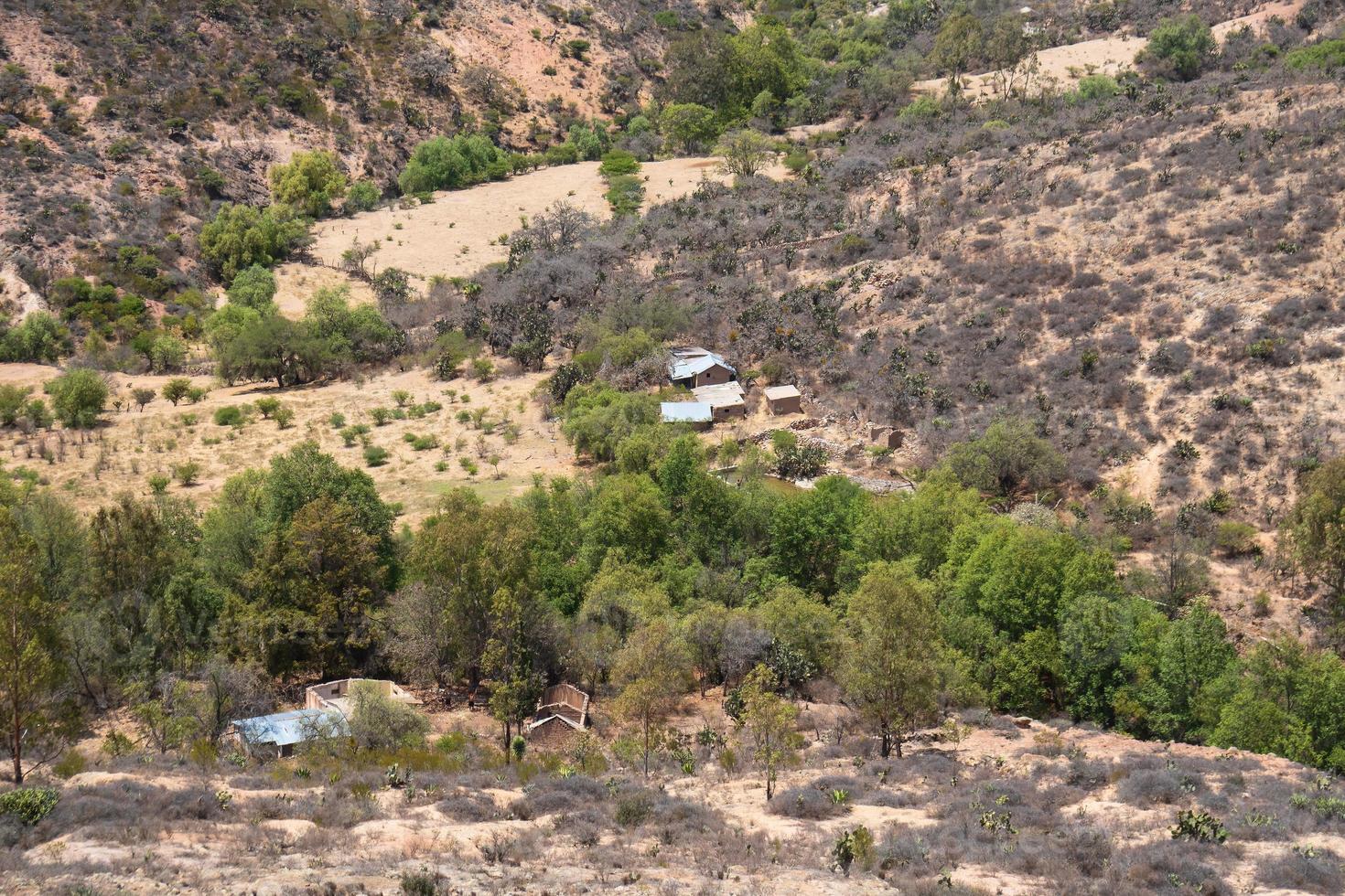 un abbandonato rurale Casa nel il montagne con cactus foto