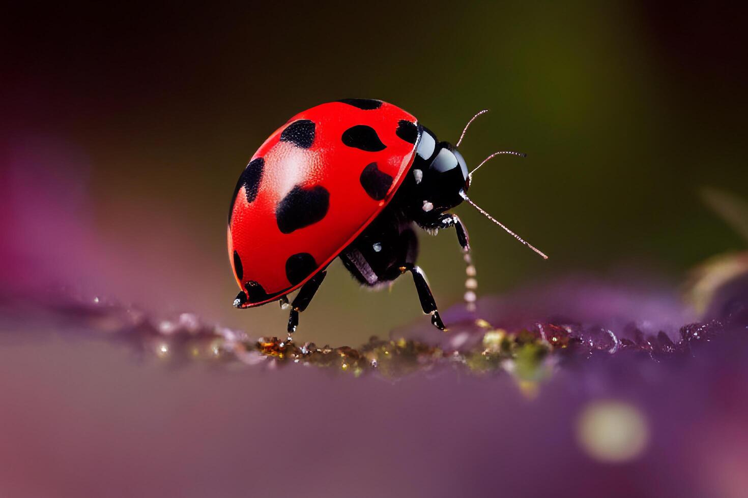 il coccinella su il fiore con ai generato. foto