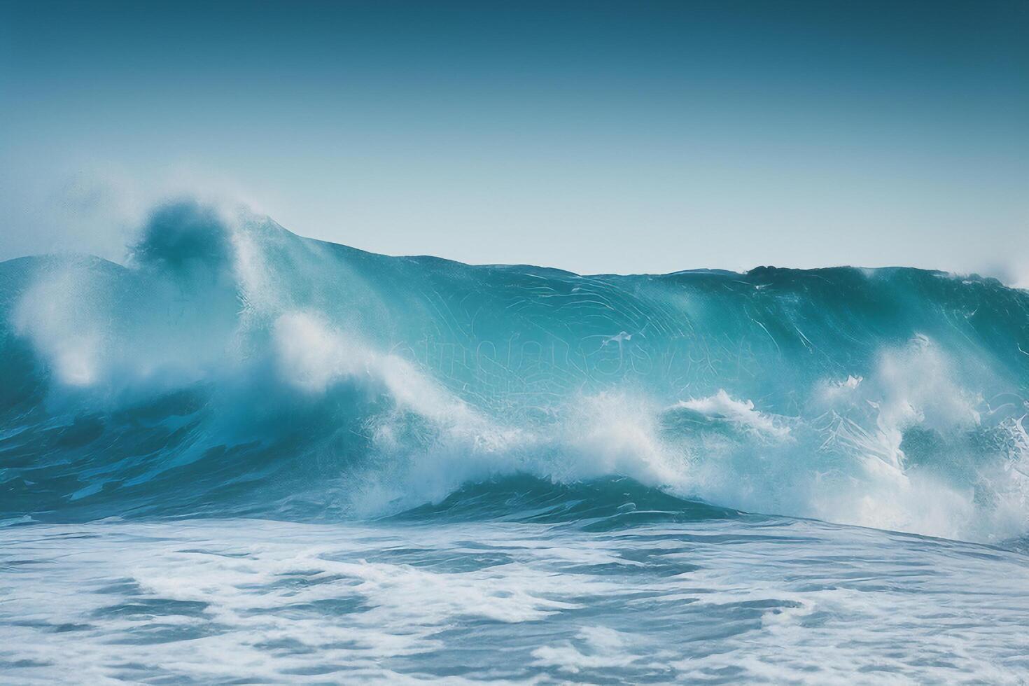 il blu mare onda con ai generato. foto