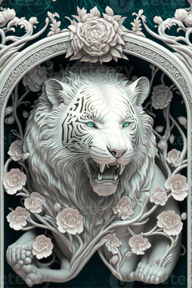 immagine di un' bianca tigre con blu occhi. generativo ai. foto