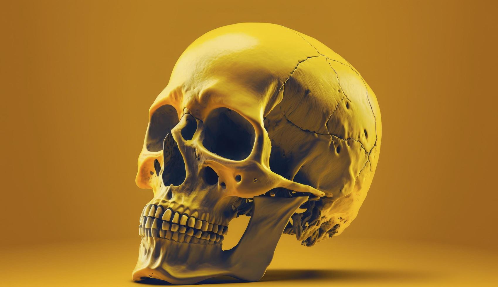 umano cranio su giallo sfondo, creare ai foto