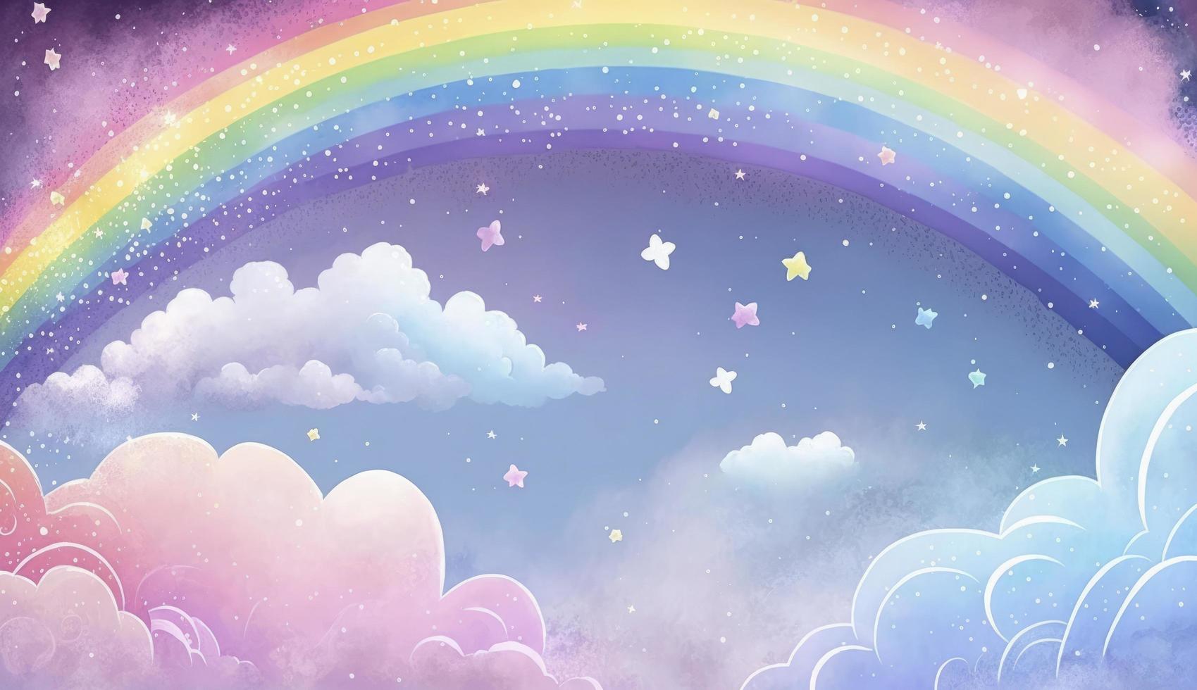 fantasia cielo arcobaleno. Fata cieli arcobaleni colori, Magia paesaggio e sognare cielo sfondo illustrazione, creare ai foto