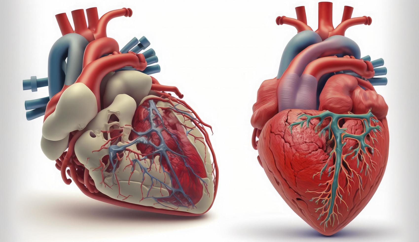 rosso colore, umano cuore wireframe su bianca sfondo foto