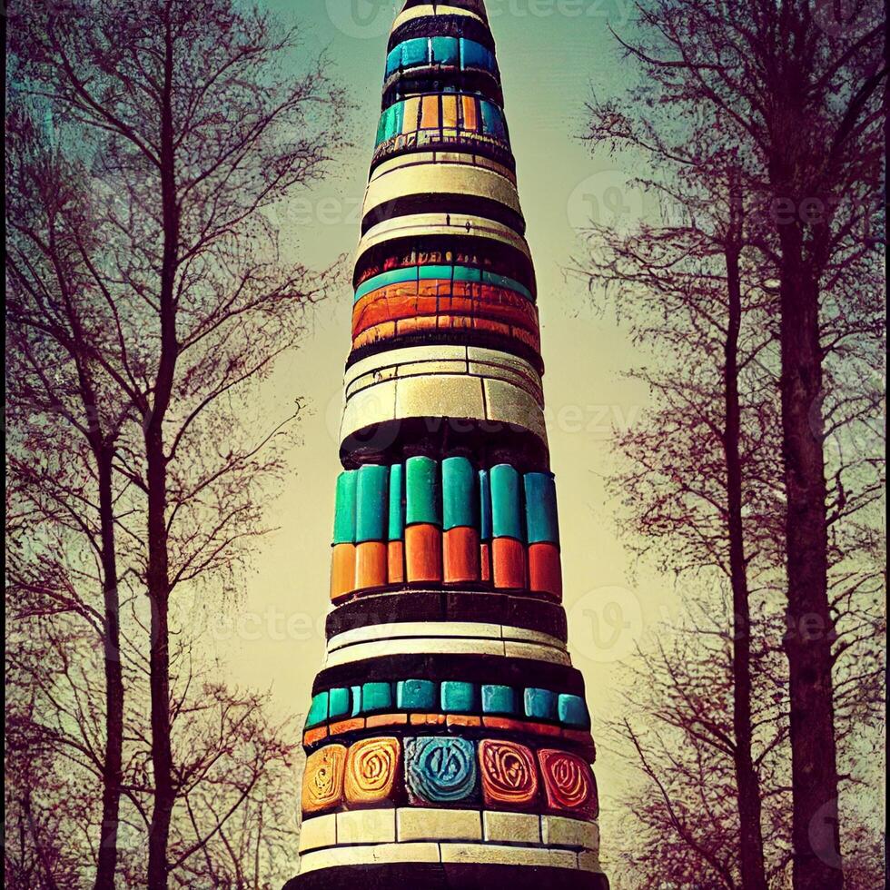 alto Torre seduta nel il mezzo di un' foresta. generativo ai. foto