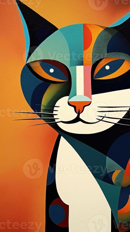 astratto gatto picasso arte illustrazione generativo ai foto