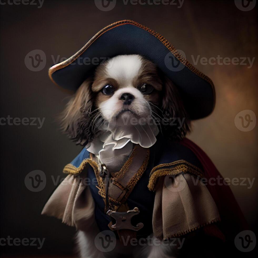 piccolo cane vestito nel un' pirata costume. generativo ai. foto