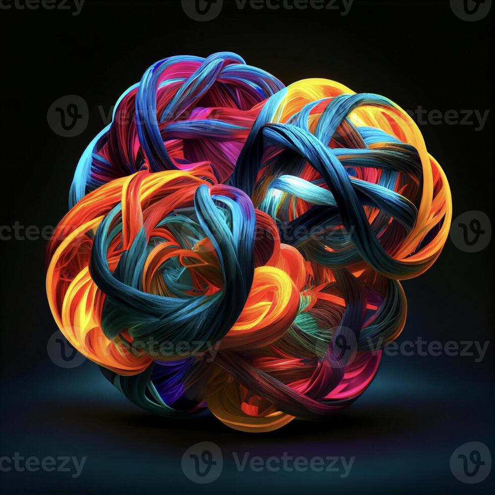 colorato palla di filato su un' nero sfondo. generativo ai. foto