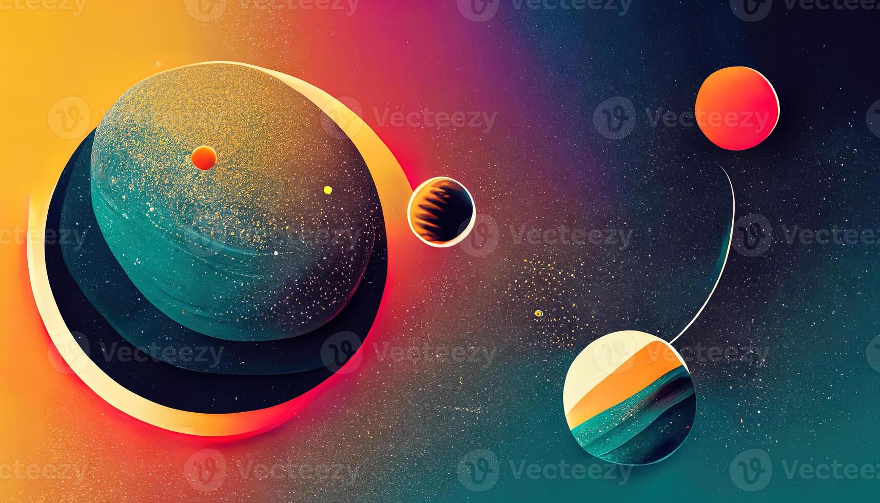 illustrazione di pianeta e universo. moderno isometrico stile e gradazione colori. generativo ai foto