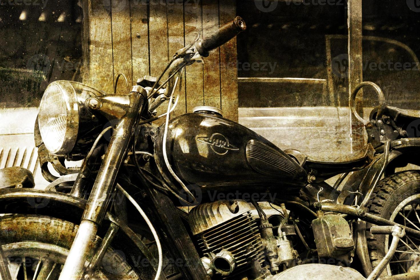 originale vecchio Vintage ▾ retrò Vintage ▾ le moto in piedi nel il Museo foto