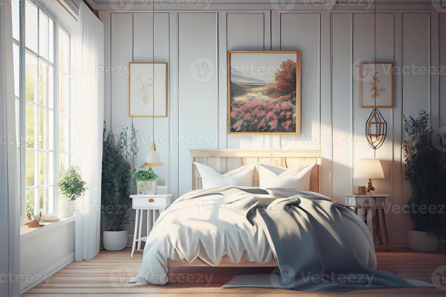 casa Camera da letto immagini il interno stile è semplice e sognante . ai generato foto