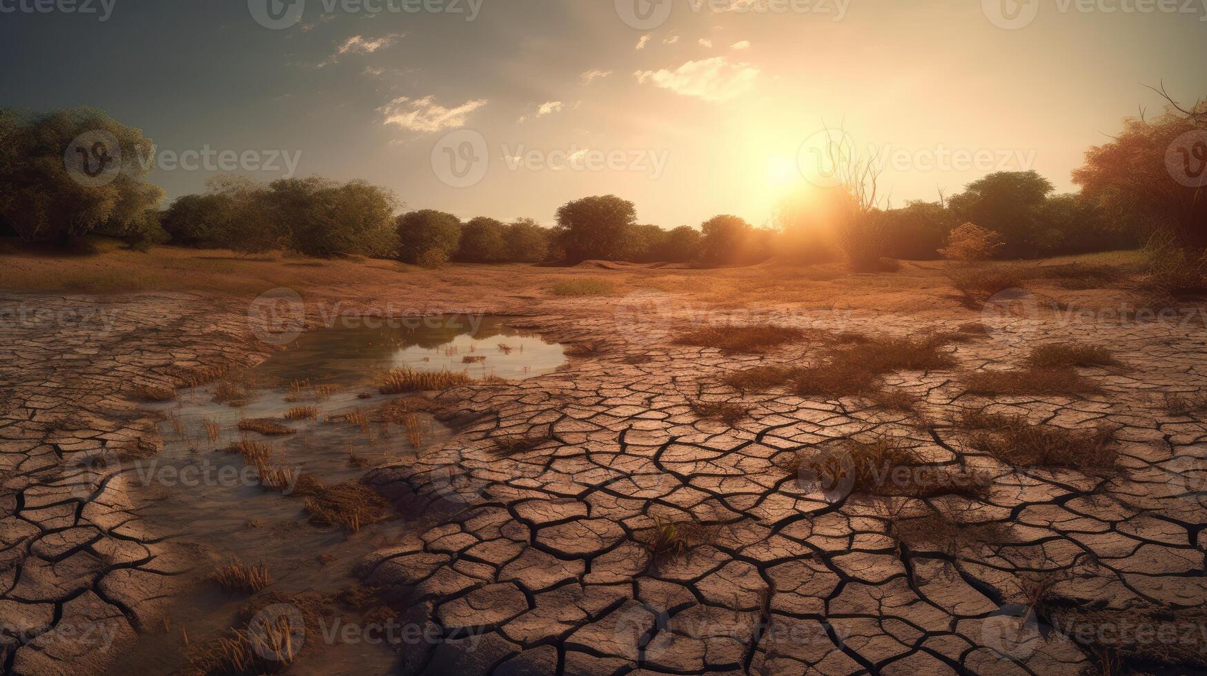 terra con asciutto e Cracked terra. deserto, globale riscaldamento sfondo.concettuale Immagine di clima modificare. generativo ai. foto