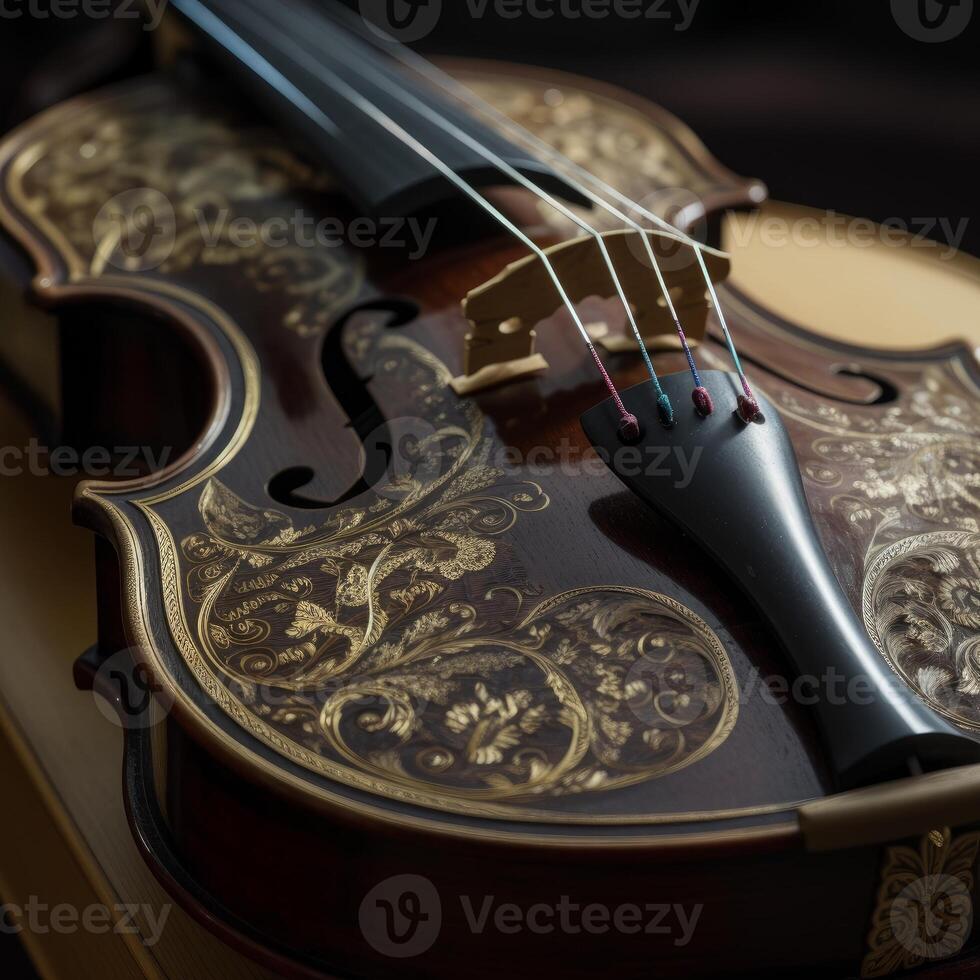 un' immagine di un' bellissimo elegante violino generativo ai foto