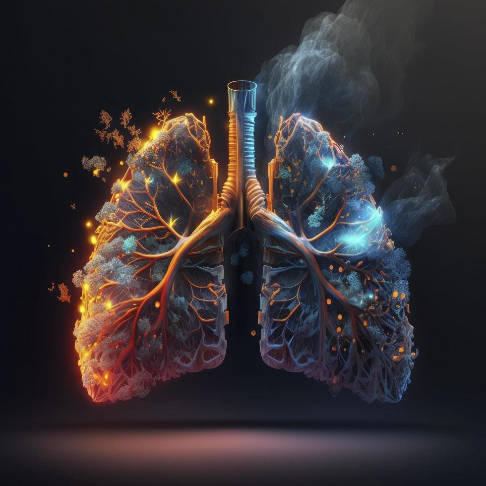 umano polmoni medico e Salute cura concettuale illustrazione, 3d rendere, creare ai foto