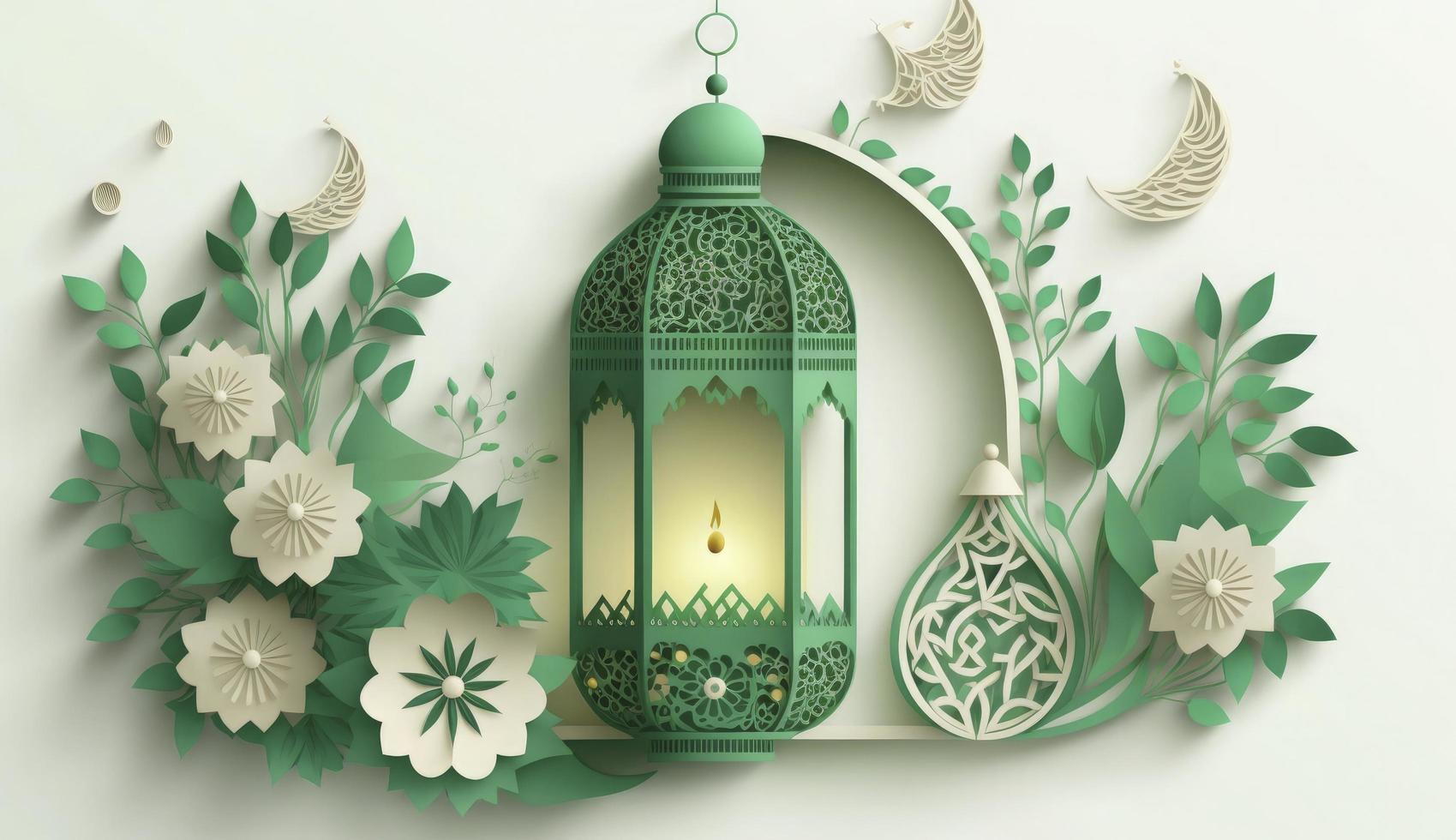 islamico saluto eid mubarak carte per musulmano vacanze. Eid-ul-Adha Festival celebrazione. Arabo Ramadan lanterna. decorazione lampada, creare ai foto