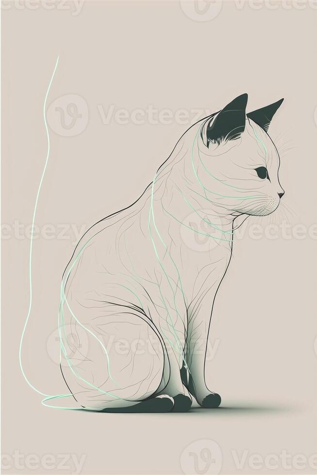 disegno di un' gatto seduta su il terra. generativo ai. foto