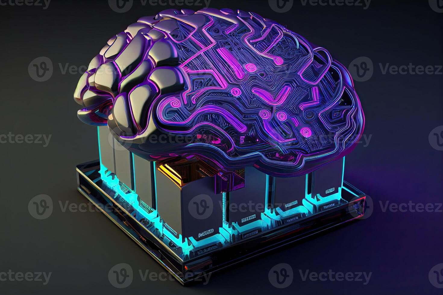 cibernetico artificiale intelligenza cervello. computer patata fritta informatica tecnologia. generativo ai foto