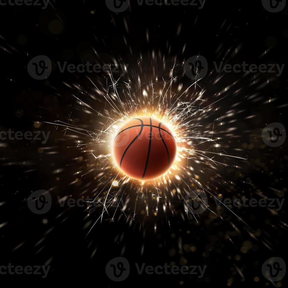 pallacanestro. pallacanestro sfondo con fuoco scintille nel azione foto