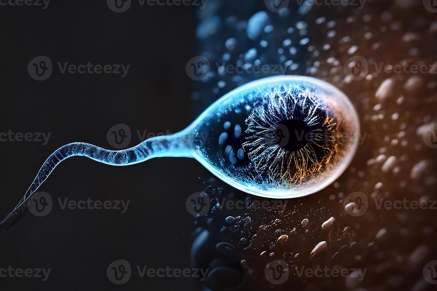 sperma, il spermatozoo ovula in il uovo. generativo ai foto