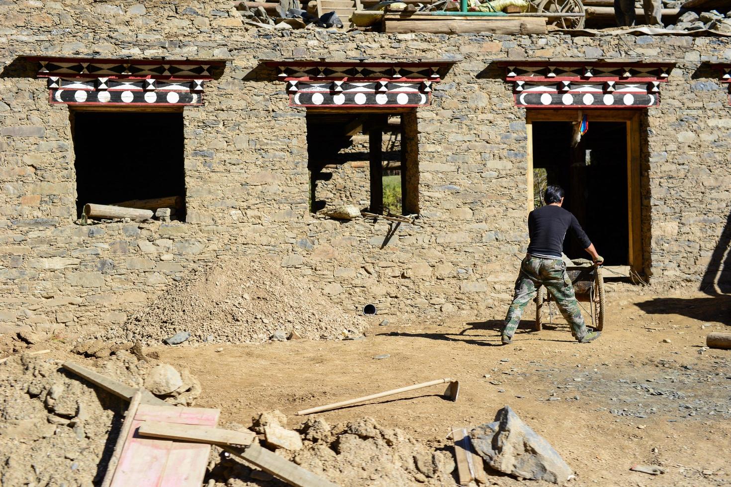 adobe case di alpino mandriani nel tibetano le zone di Cina foto