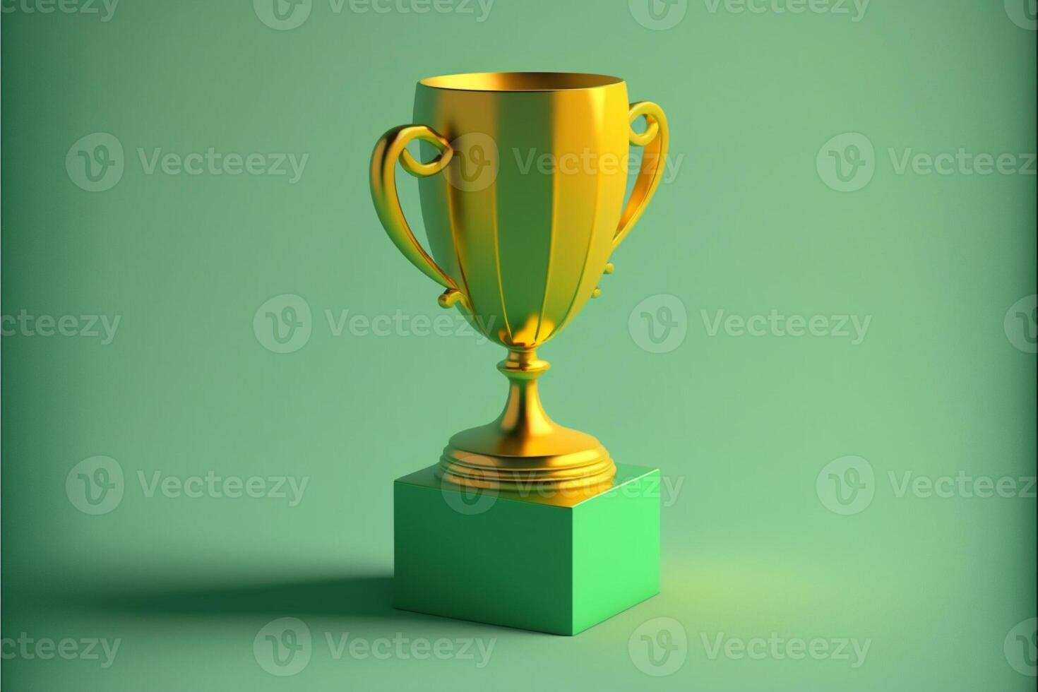giallo trofeo su verde sfondo con copia spazio. generativo ai foto