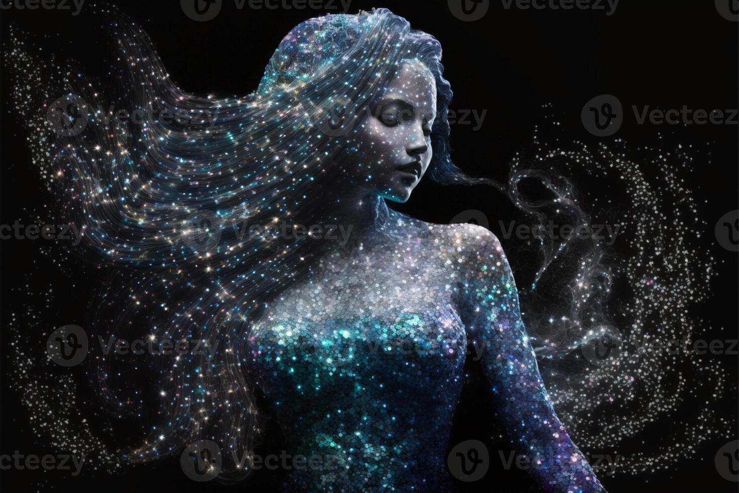 galassia sirena costellazione con paillettes come stelle. generativo ai. foto