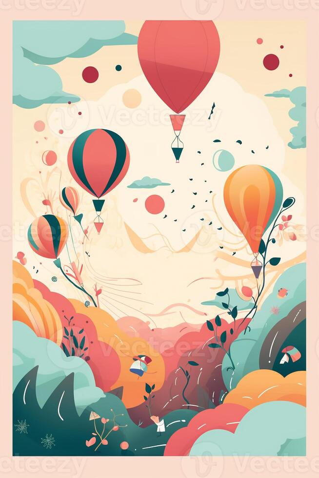 colorato semplice decorazione illustrazione per festa, compleanno, bambino doccia, bridal doccia, la laurea, attività commerciale evento, mille dollari apertura, anniversario, vacanza invito bozza e saluti carta modello. foto