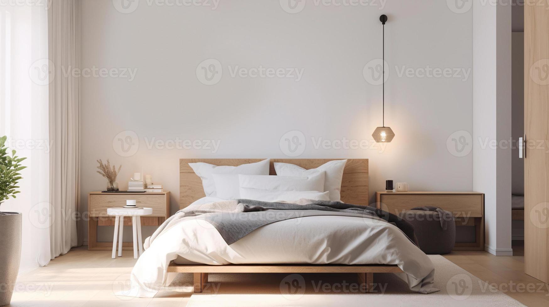 semplice minimalista moderno Camera da letto accogliente confortevole e elegante per Casa e appartamento, bene interno. foto