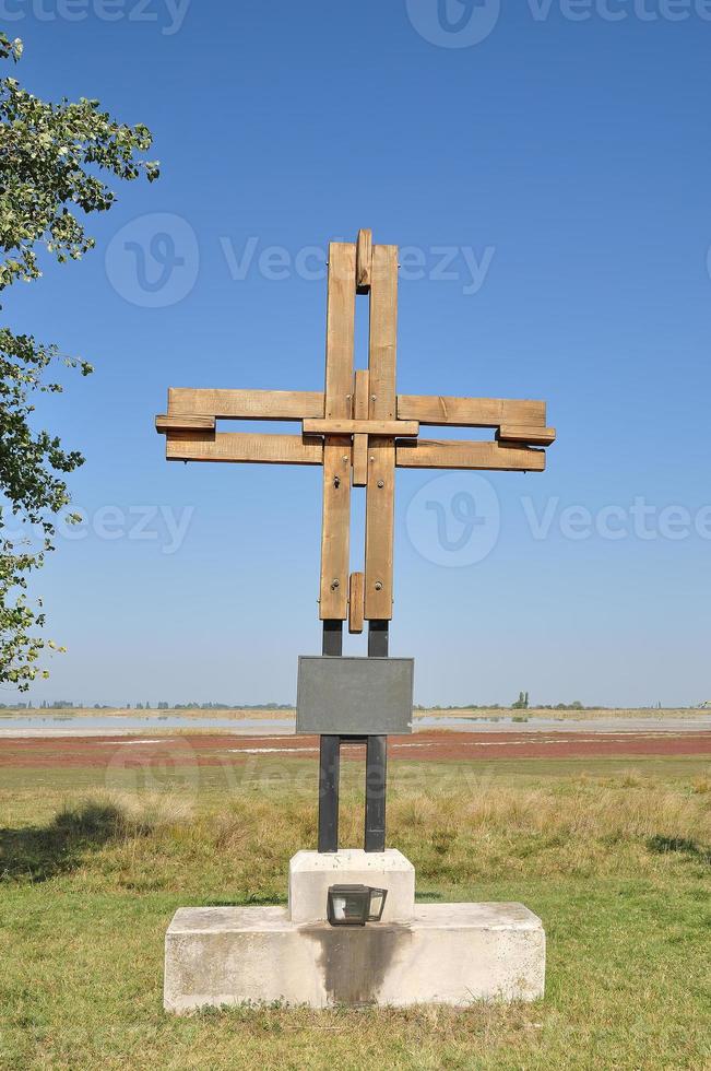 crocifisso nel memoria di il papa visitare 1988, Lange mancanza, seewinkel nazionale parco, Neusiedler vedi, burgenland, austria foto