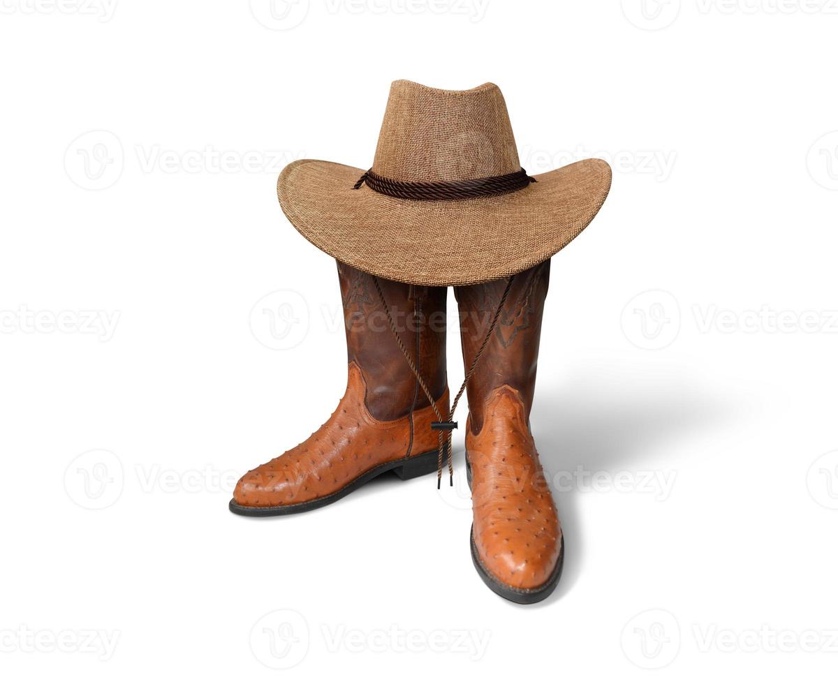 cowboy stivali e cappello isolato su bianca sfondo. foto