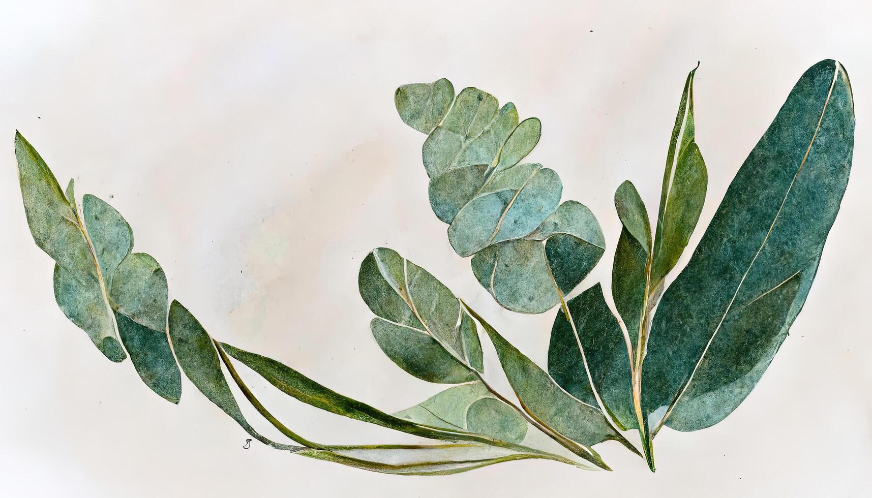 attraente eucalipto le foglie confine, acquerello illustrazione isolato su bianca, verdura clipart per nozze. generativo ai foto
