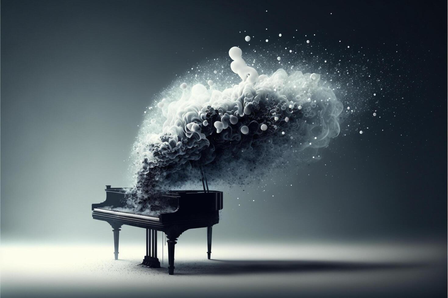 pianoforte con un' nube di Fumo In arrivo su di esso. generativo ai. foto