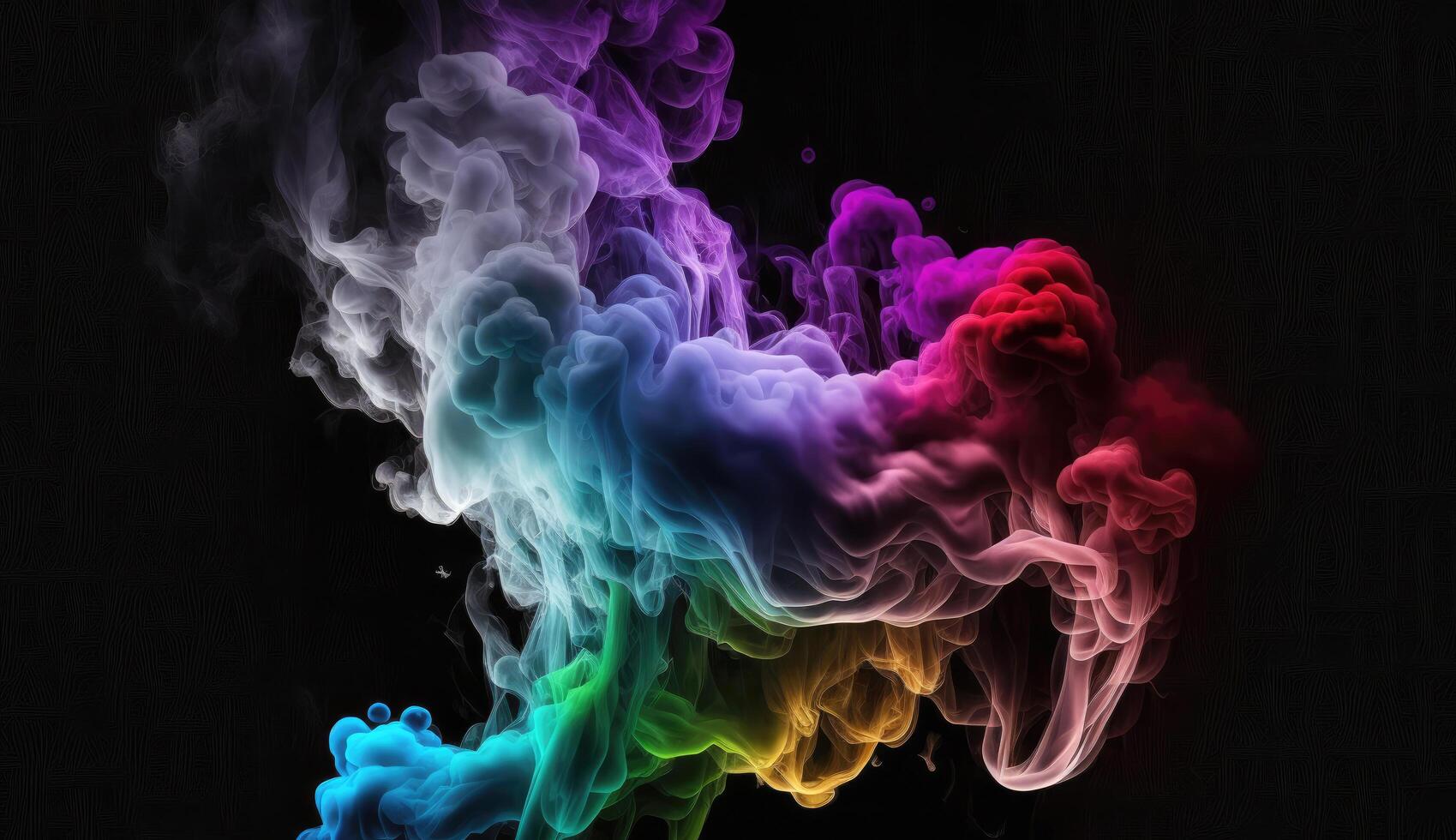 astratto colorato di Fumo sfondo, neon leggero attraverso Fumo o nebbia, illuminazione nel il buio scena, Multi colorato di nube, nebbia, o smog, notte fondale per finto su, con generativo ai. foto