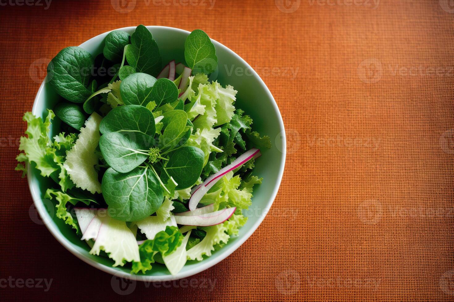 fresco insalata con verde olive, feta formaggio e ciliegia pomodori nel un' ciotola. salutare insalata. generativo ai foto