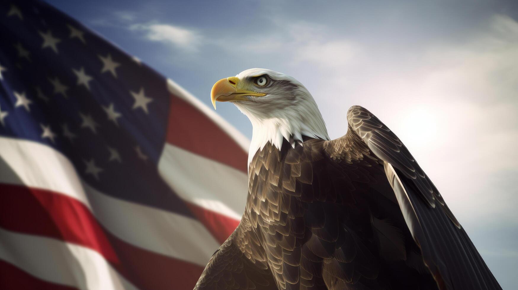 aquila con Stati Uniti d'America bandiera. illustrazione ai generativo foto