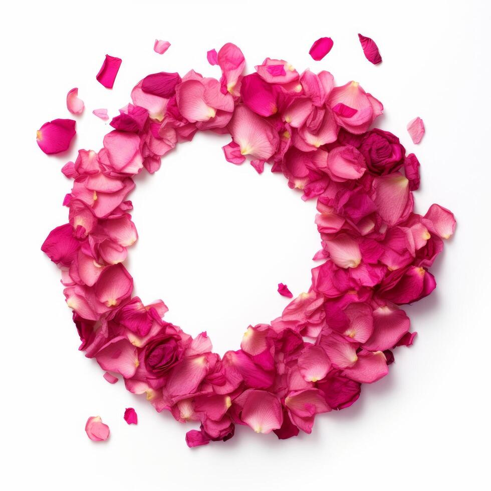 lettera o a partire dal rosa petali. illustrazione ai generativo foto