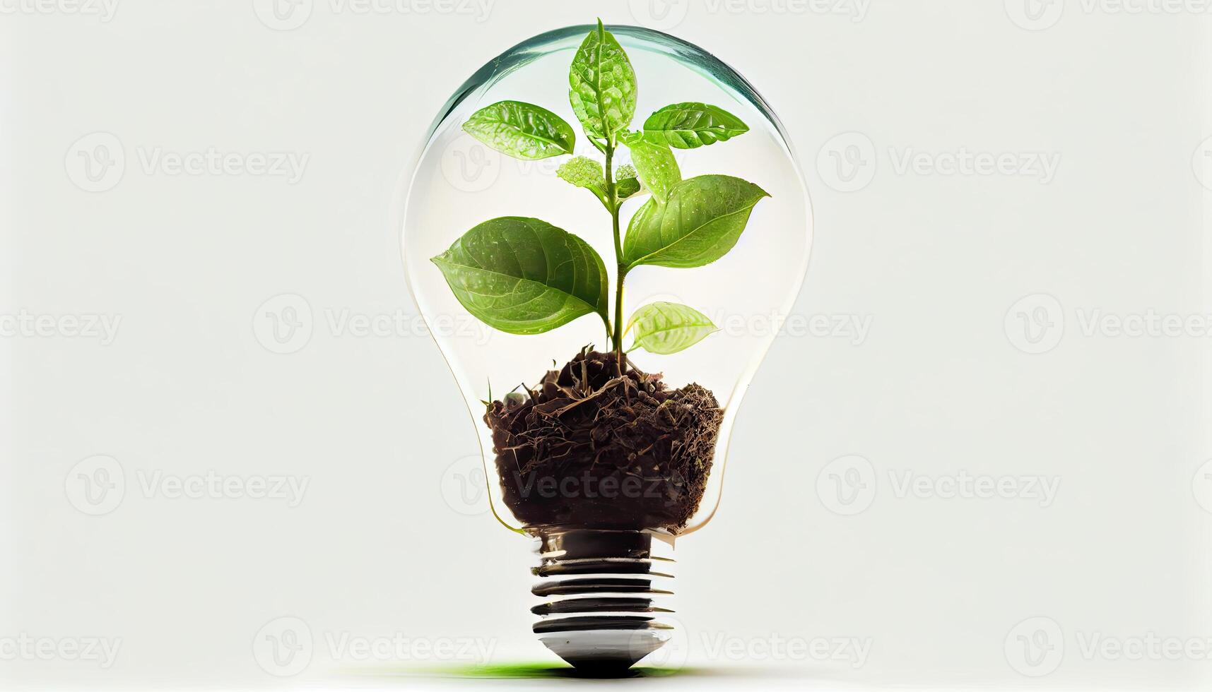 leggero lampadina con germoglio dentro isolato nel bianca sfondo piccolo pianta in crescita dentro un' lampadina generativo ai foto