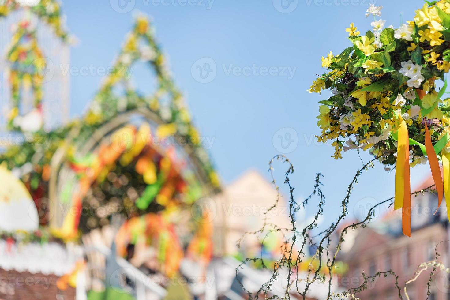 sfocato Pasqua all'aperto decorazioni sfondo foto