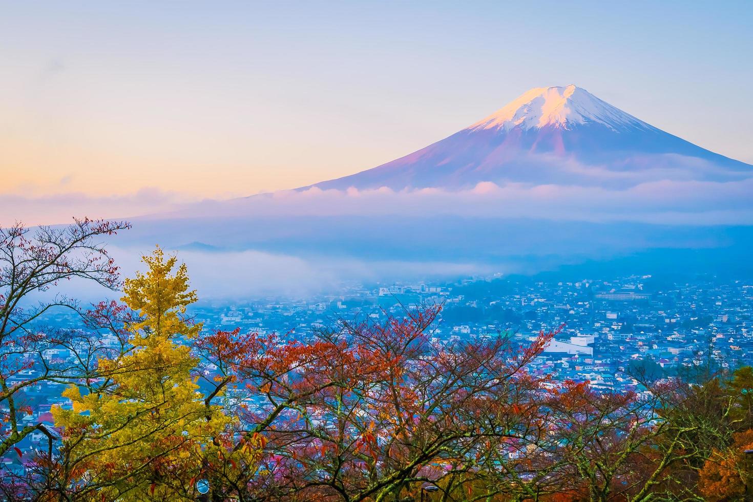 bellissimo paesaggio di mt. fuji nella stagione autunnale foto