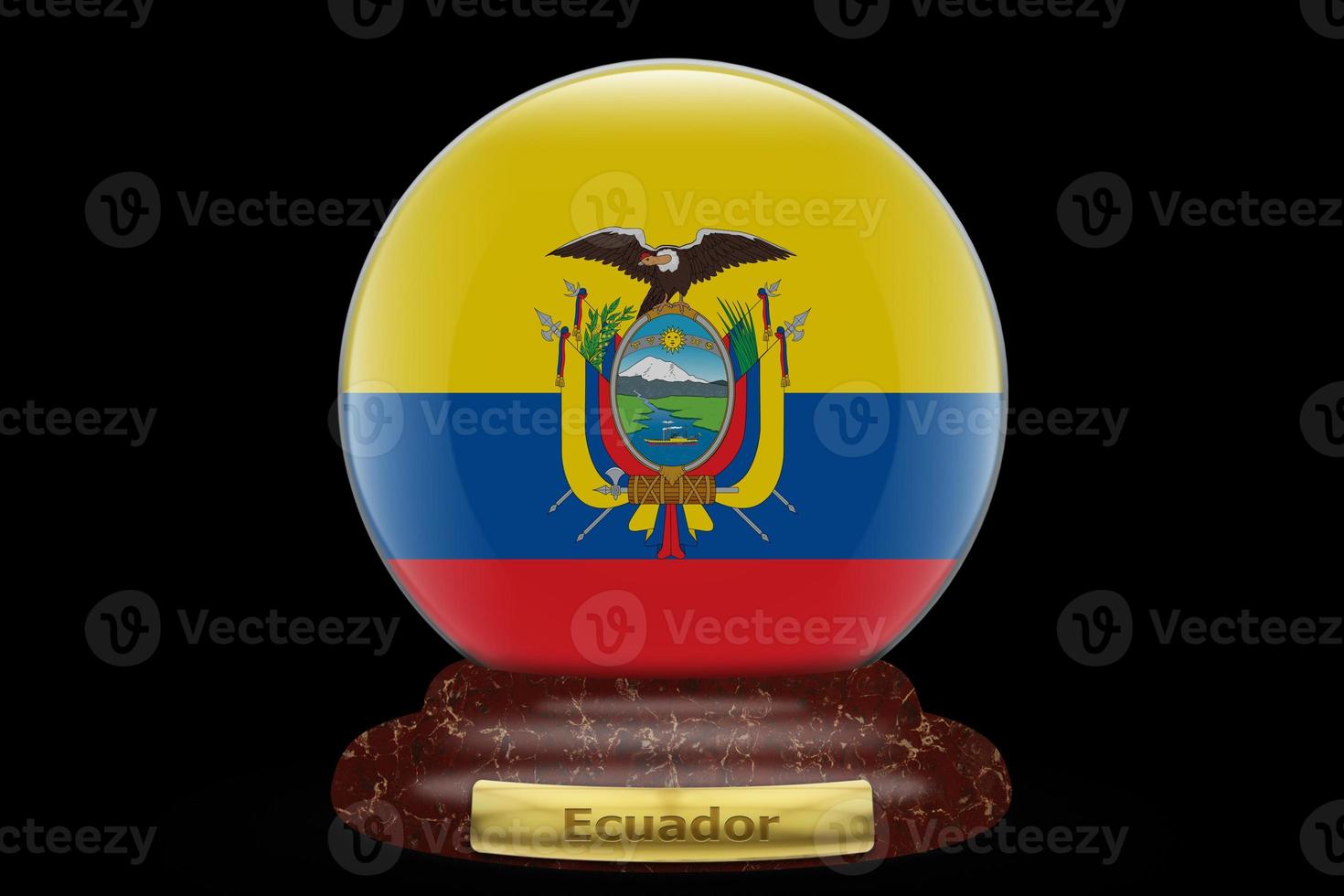 3d bandiera di ecuador su un' globo foto