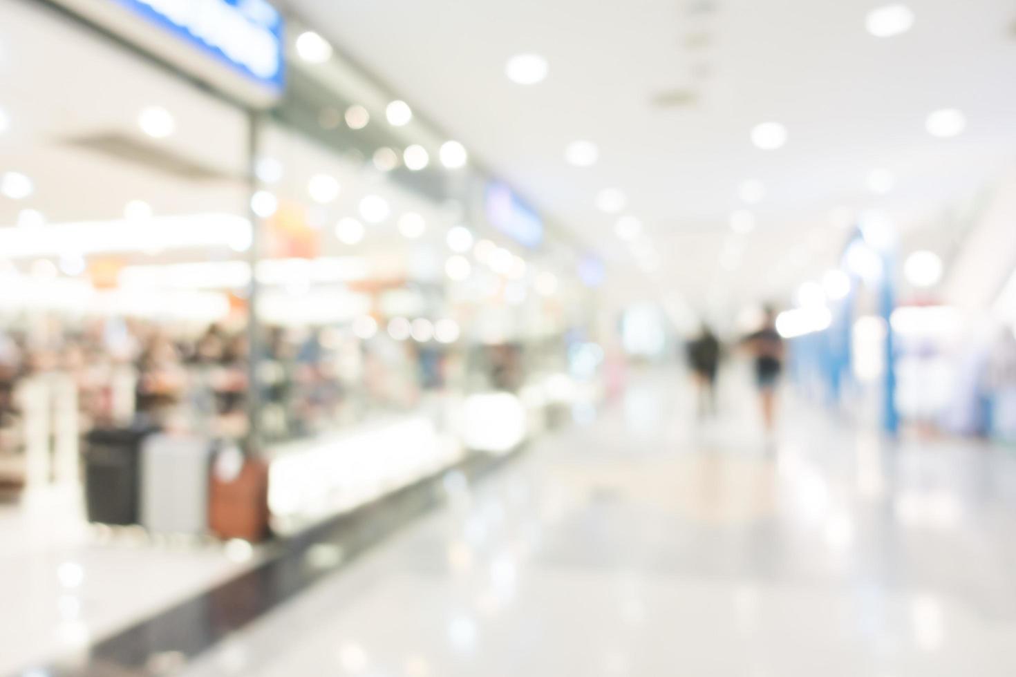 sfocatura centro commerciale e interni del negozio al dettaglio per lo sfondo foto