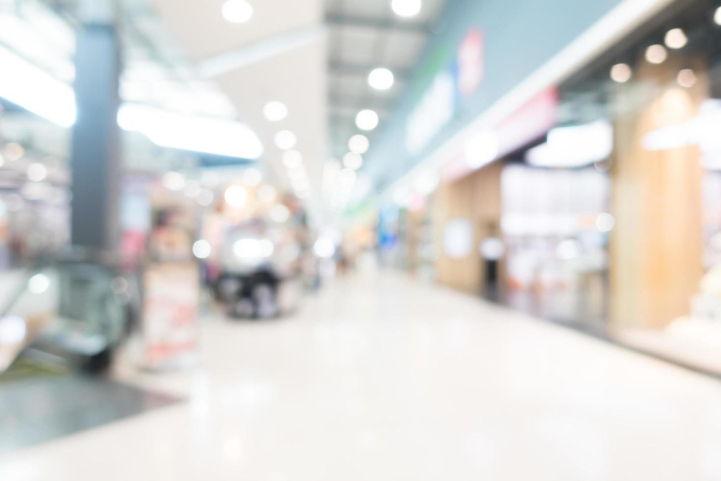 sfocatura centro commerciale e interni del negozio al dettaglio per lo sfondo foto