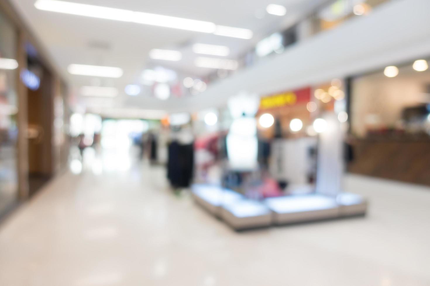 offuscata centro commerciale e interno del negozio al dettaglio per lo sfondo foto