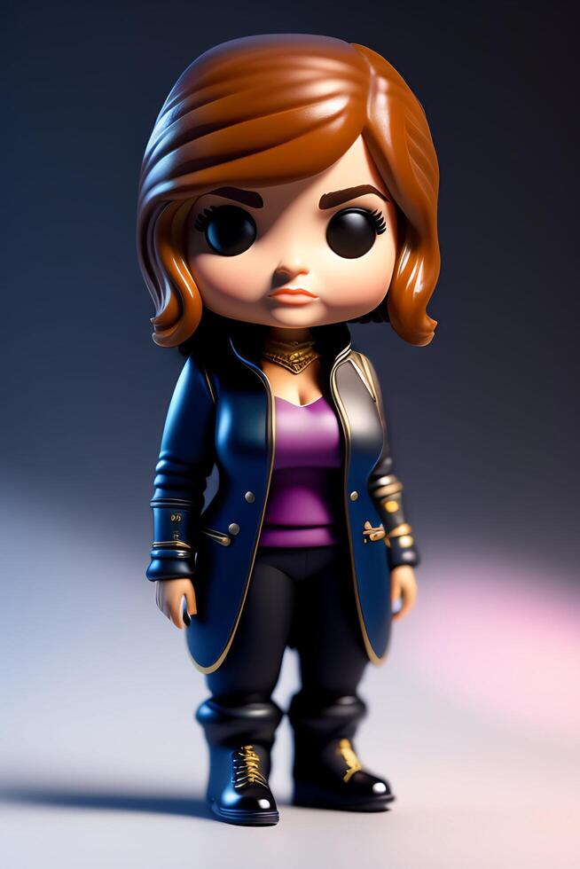 carino da collezione femmina funko pop vinile figura nel moderno e elegante vestiario. ai generato foto