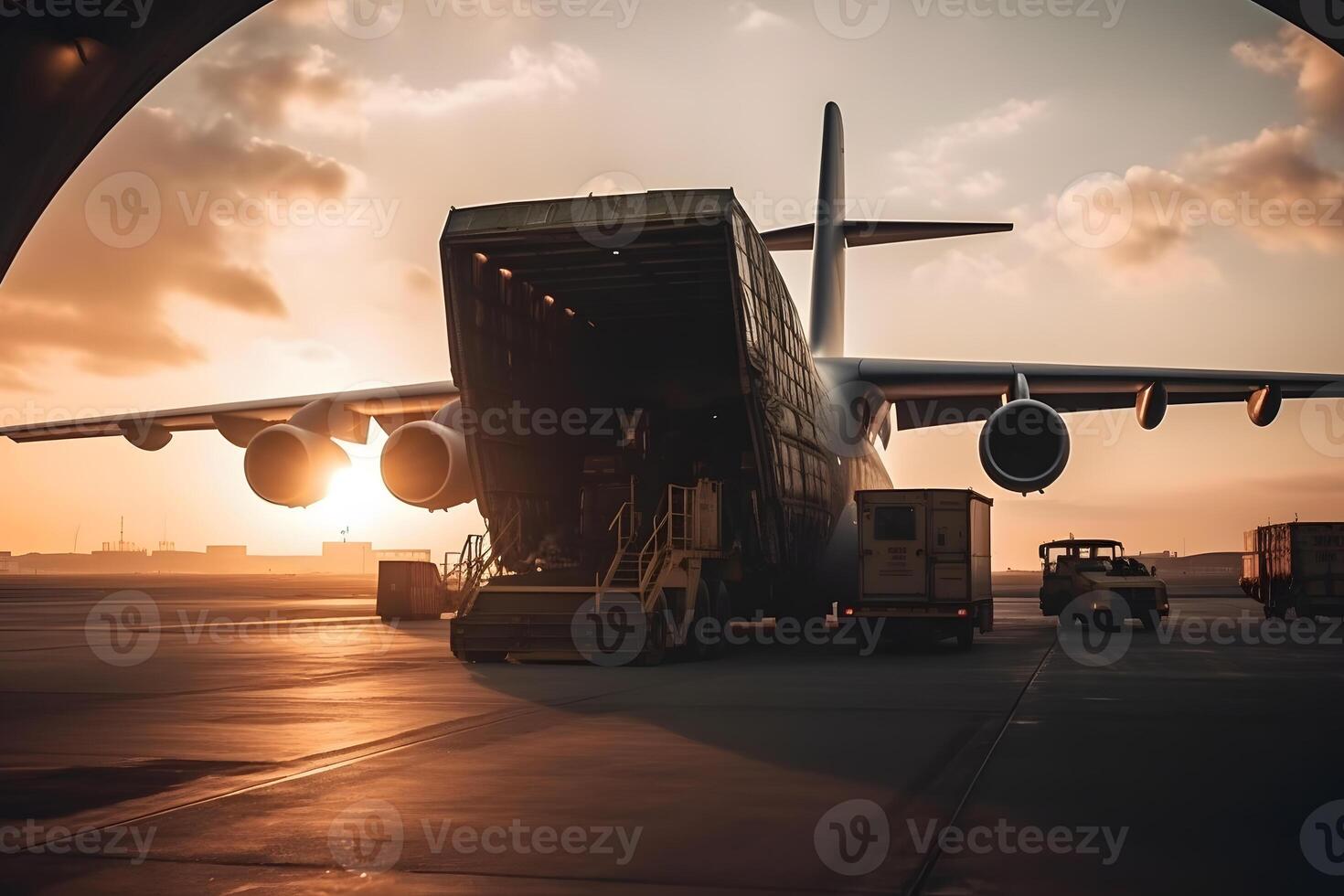 Caricamento in corso carico al di fuori carico aereo. neurale Rete ai generato foto