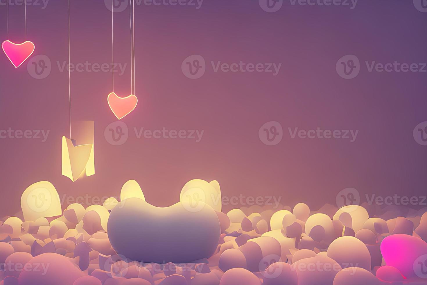 lampade con raggiante cuori, sfondo per San Valentino amore foto