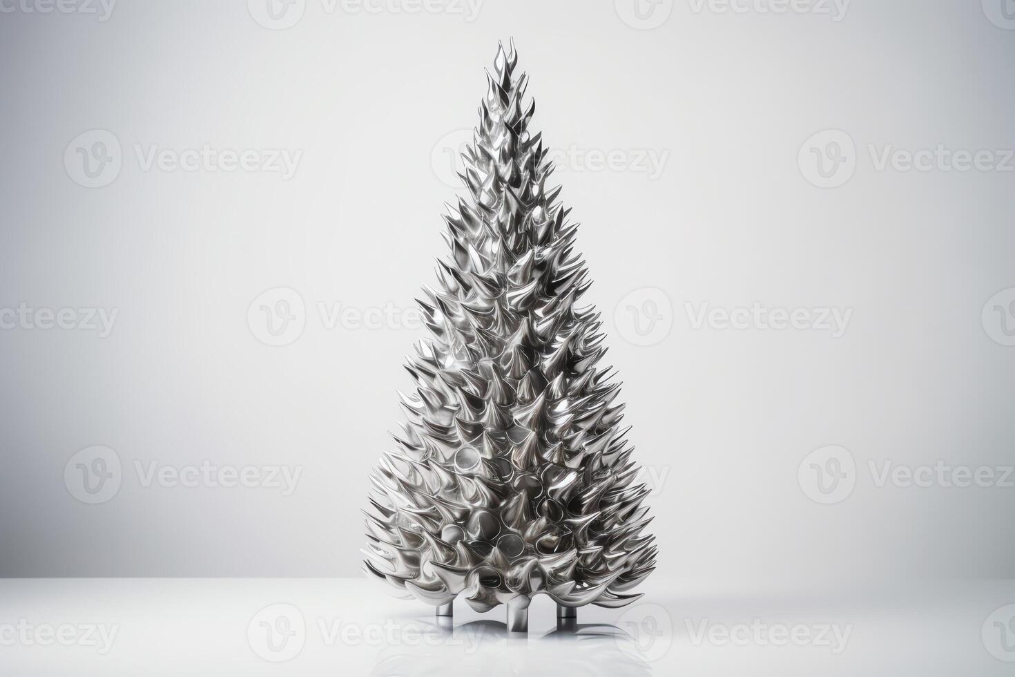 metallo Natale albero su bianca sfondo. Natale vigilia. ai generato foto